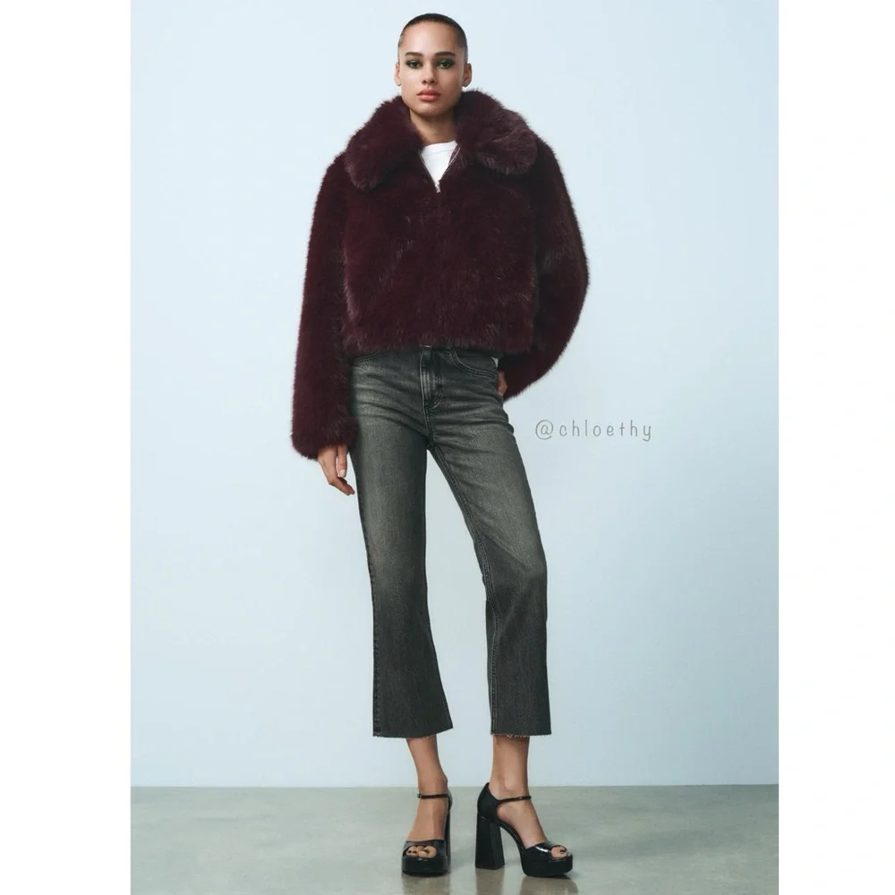 Zara FAUX FUR SHORT COAT - Picture 3 of 12